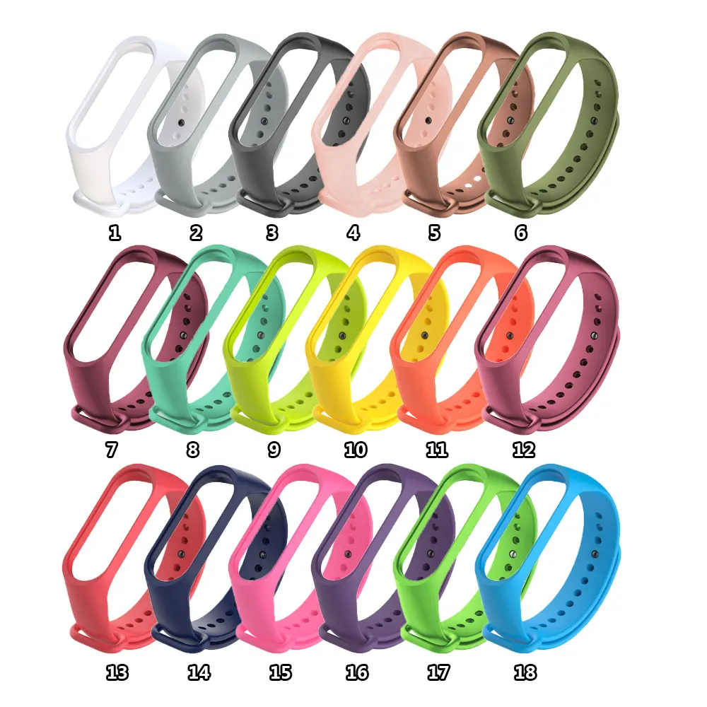 Watch Band Strap For Xiaomi 6 5 4 3 , Sport Rubber Silicone Smart Watch Bracelet Mi Band 6 5 3 4 Strap