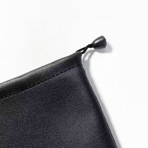 Custom <b>Black</b> PU Leather Travel <b>Storage</b> Bag with Embossed Logo Mini Drawstring Dust Bag for Headset Jewelry Watch - Product Image 4