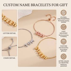 Braccialetto Personalizzato con Nome, Bracciale con Lettere a Bolla Regolabile in Rame, Regalo Personalizzato per Ragazze, Gioielli con Spedizione Diretta - Product Image 1