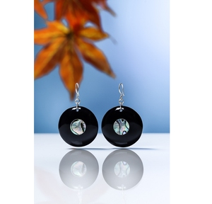 Minh Giang Craft Premium Buffalo Horn Fashion Stud Earrings Decorated with Authentic Shiny Organic <b>Abalone</b> <b>Shell</b> - Product Image 1