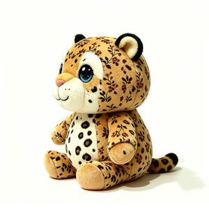 Customized Floral leopard <b>plush</b> toy, vintage flower spotted cheetah stuffed animal, jungle <b>cat</b> soft doll - Product Image 2