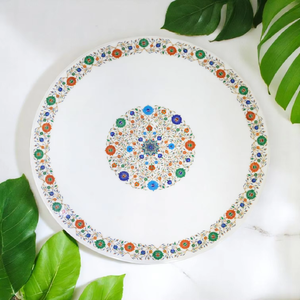 หินอ่อนสีขาวขัดเงาทรงกลมขนาด48นิ้ววัสดุงานฝีมือฝังหินหลากสี - Product Image 5