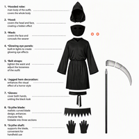 Costumes de cosplay Halloween Grim Reaper, tenues de vampire, costumes de monstre mystérieux et effrayant à yeux rouges, costumes de fantôme de l'obscurité