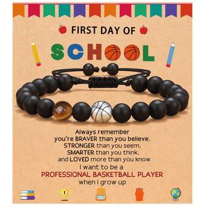 Pulsera con Cuentas de Balón de Fútbol para Regalo de <span class=keywords><strong>Mi</strong></span> <span class=keywords><strong>Hijo</strong></span>, Negro Mate, Rugby, Baloncesto, Béisbol, Piedra de Ojo de Tigre, Moderno - Product Image 5