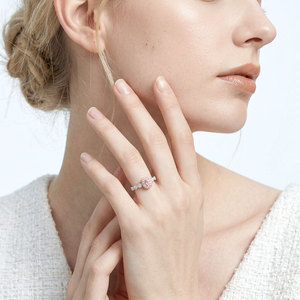 Bijoux de luxe haut de gamme en diamants roses de Hong Kong, ensemble de bijoux en or rose et or blanc 18 carats, diamants roses naturels véritables. - Product Image 6