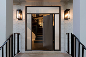 <span class=keywords><strong>Porte</strong></span> d'entrée moderne en bois massif, directement de l'usine, avec revêtement en aluminium pour maisons de luxe, Airbnb et projets d'appartements - Product Image 2