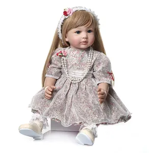 Boneca colecionável de 60cm feminina, princesa, renascida, boneca com cabelo ultra longo e loiro, feita à mão