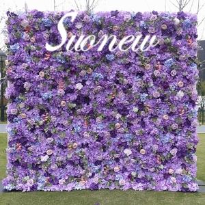 SN-FW05 3D 5D tăng Hoa Tường cuộn lên Hoa Tường Backdrop 8ft x 8ft Tím Hoa Tường Backdrop - Product Image 3