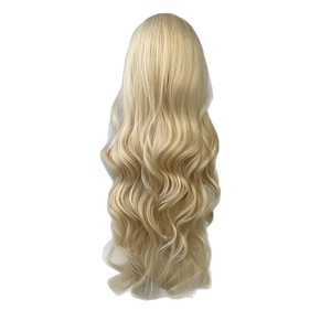Peluca de cabello largo rubio claro para <span class=keywords><strong>mujer</strong></span>, estilo coreano, con flequillo y ondas grandes, hecha a máquina, de Bozhen, la más vendida en <span class=keywords><strong>AliExpress</strong></span>. - Product Image 5