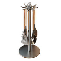 Support rotatif pour spatules de cuisine avec porte-cuillères suspendu, rangement de comptoir, un seul niveau, en métal, design moderne et épuré