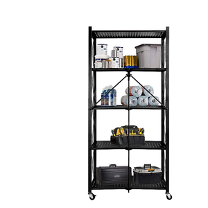 Vente chaude moderne support de rangement pliant en métal à 4 couches avec roues organisateur de cuisine à domicile et rangement de salle de bain pour articles ménagers - Product Image 3
