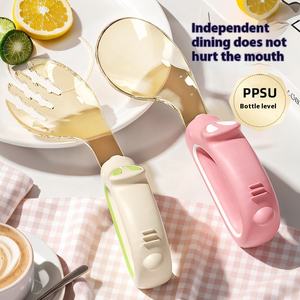 Juego <span class=keywords><strong>de</strong></span> cuchara y tenedor para bebé <span class=keywords><strong>de</strong></span> salida <span class=keywords><strong>de</strong></span> fábrica Utensilios <span class=keywords><strong>de</strong></span> plástico <span class=keywords><strong>de</strong></span> grado alimenticio para comer Entrenamiento sin BPA con precio competitivo - Product Image 2