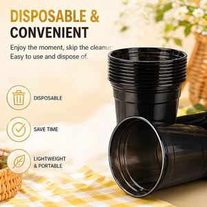 Gobelet à café transparent noir en PET de 10 oz, gobelet pour réunion de famille, fête à la plage, gobelet jetable pour thé au lait, possibilité de personnalisation - Product Image 4
