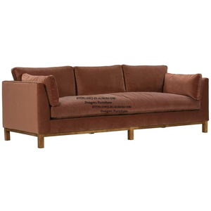 <span class=keywords><strong>Canapé</strong></span> trois places en tissu <span class=keywords><strong>velours</strong></span> brun argileux de style rural nord-européen et américain, mobilier de salon design - Product Image 2