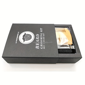 Râu cắt tỉa <span class=keywords><strong>Kit</strong></span> cho nam giới ria mép mũi tóc kéo nhỏ Gỗ Lược sồi râu bàn chải màu đen túi du lịch OEM/ODM món quà kỳ nghỉ - Product Image 4
