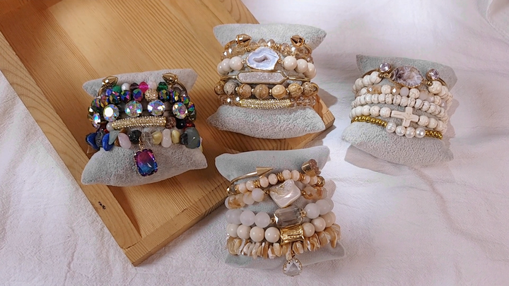 Gold Plated Beaded Bracelet Set With Natural Gemstones Necklace Set