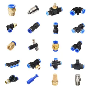 High quality and low price brass cylinder connector Blue pneumatic quick connector Push on pneumatic connection
