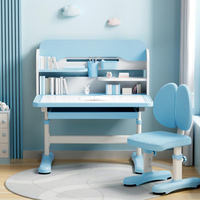 Ensemble de bureau et de chaise d'école réglable en hauteur, table de lecture ergonomique intelligente avec étagère, lampe LED, table d'étude pour enfant