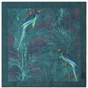 Pañuelo de tul palestino con patrón de pájaros en Bambú, pañuelo de bolsillo de lino puro con dobladillo enrollado a mano emitido - Product Image 3