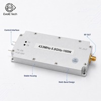 Módulo Amplificador de Potencia RF GaN Multibanda de Alta Potencia y Alta Eficiencia, 100W, Ultra Bajo Ruido, 433MHz-5.8GHz, DC28V, Pin RF