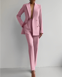 <span class=keywords><strong>Ensemble</strong></span> tailleur élégant et ajusté pour femme, collection 2026, veste croisée et pantalon deux pièces de haute qualité, style décontracté chic - Product Image 1