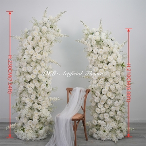 Arco de Boda DKB, Decoración para Ceremonia de Boda, Arco de Flores Artificiales de Seda Blanca, Rosas y Delphinium, Venta Caliente - Product Image 2
