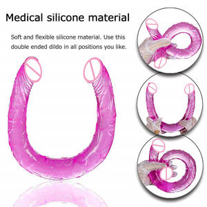 17 pouces Silicone gelée mince sans bretelles Double face gode <span class=keywords><strong>Anal</strong></span> stimulation vaginale deux têtes gode lesbien Gay sexe produit - Product Image 2
