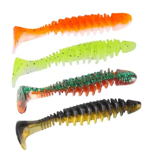 WeiHe 1.3g/5cm 2.8g/6.5cm 4Colors Artificial Soft Worm Lure Wider T-tail Thread Design Body With 2 Grooves PVC Fishing Lures