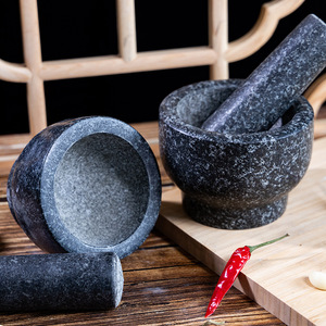 Stone Mortar And Pestle Set Natural Stone Manual <b>Herb</b> Spice <b>Grinder</b> Garlic Crusher Durable Kitchen Tool - Product Image 1