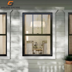 GS Soundproof Energy Effective Double Hung Black Aluminum <b>Window</b> - Product Image 1