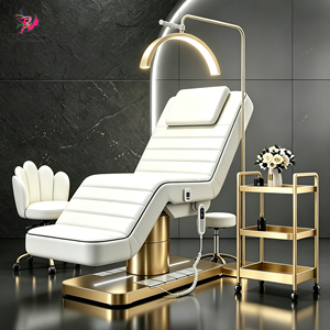 RONJIA Luxury Modern Gold <b>Salon</b> Furniture 4 Motor Electric Facial Beauty Massage Bed Cosmetic Table Chair Facial Spa Lash Bed - Product Image 1