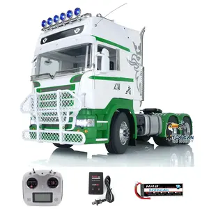 R730 6X6 için LESU 1/14 Metal RC traktör kamyon uzaktan kumanda RTR arabalar monte boyalı oyuncaklar çocuk hediye Thzh1407-ali6