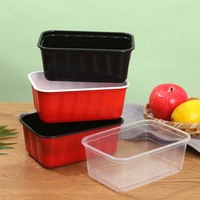 Contenant alimentaire rectangulaire en plastique PP de 700 ml, emballage plastique, assiettes et bols en plastique, conteneur thermoformé de 700 ml