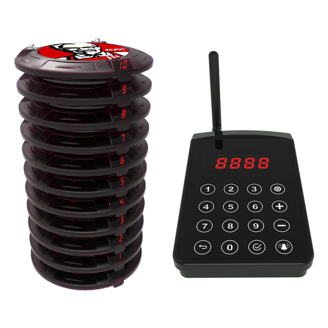 Handheld Electronic Remote Control Wireless Calling Pager System 433MHz Frequency for Restaurant Cafe Clinic Hospital Use 10