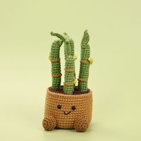 Ornement de bureau en bambou porte-bonheur fait main au crochet, style pot de fleurs à tiges superposées, décoration végétale en gros