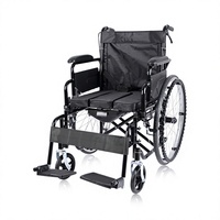Fauteuil roulant manuel léger pliable avec accoudoirs relevables et siège de toilette pour personnes âgées et handicapées en acier carbone