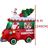 Figurine gonflable de Père Noël de 2,4 m avec décorations de bonhomme de neige et de rennes pour la décoration de l'arbre de Noël, de la voiture et de la cour