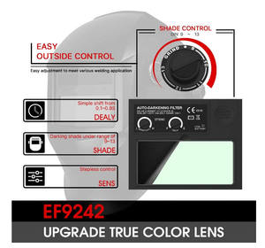Casque de soudage à assombrissement automatique à énergie solaire True Color 4/9-13 large ombre avec meulage pour capot de soudure certifié TIG <span class=keywords><strong>MIG</strong></span> ARC ANSI - Product Image 5