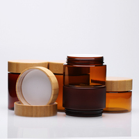 Pots ronds personnalisables de 50g, 150g, 250g pour gommage corporel, avec couvercle en bambou, pour beurre corporel granulaire