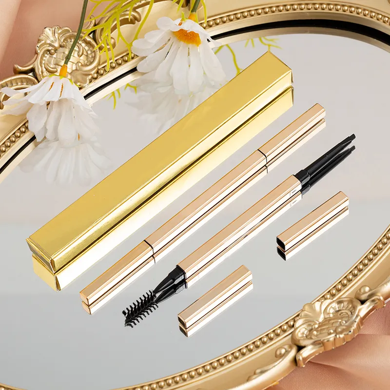 New Product Gold Double Head Automatic Powder Waterproof Custom Logo Private Label Eye Brow Eyebrow Pencil With Brush