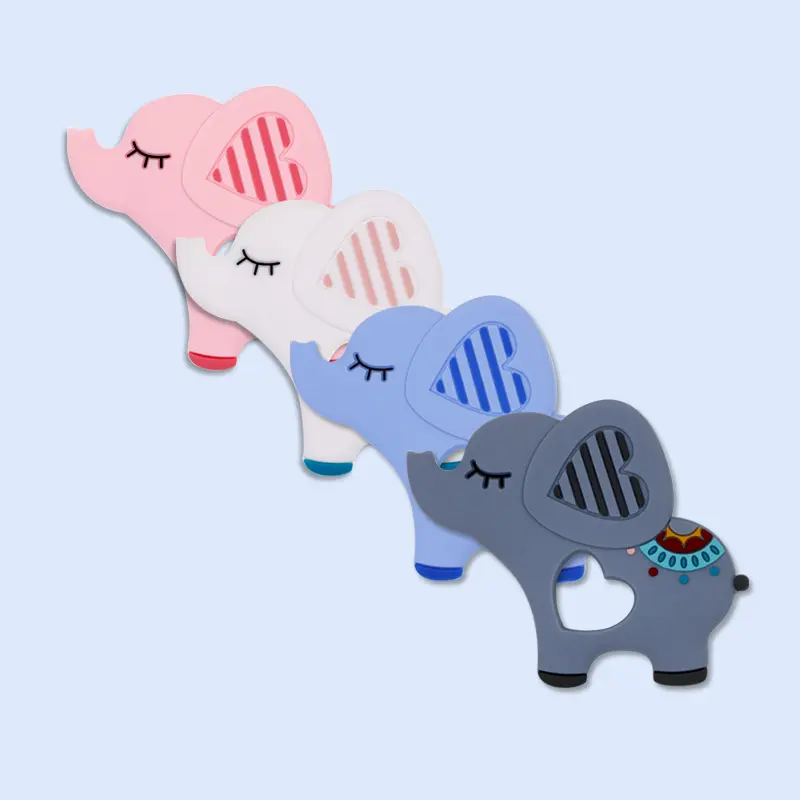 silicone baby teether teething toys Elephant chew necklace food grade silicone pendants