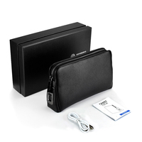 Sac à main d'affaires en cuir véritable noir hommes sac d'empreintes digitales avec chargeur usb avec fermeture éclair déverrouiller par doigt