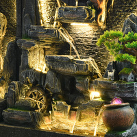 Fontaine murale cascade avec éclairage, en marbre, écologique, faite à la main, design moderne