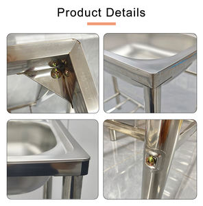 Fregadero de lavabo Simple de acero inoxidable para exteriores de pie para cocina, lavadero, jardín con banco de trabajo - Product Image 5