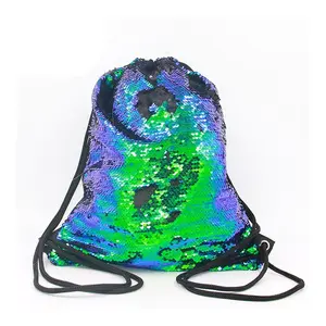 Nouveau design à la mode sirène sequin draw string sac sacs à dos logo personnalisé paillettes brillant bling cordon sacs à dos pour les femmes
