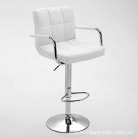 Chaise de bar pivotante réglable avec accoudoirs, tabouret de comptoir en cuir rembourré, base ronde chromée, repose-pieds pour la maison, la cuisine, le bar, le café
