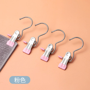 Pinces à crochets multifonctionnelles en acier inoxydable, clips de séchage sans trace, organisateur de vêtements avec revêtement en PVC pour écharpes et vêtements - Product Image 6