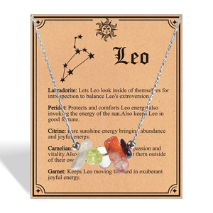 Go Party Diseño de moda Grava irregular Collar con colgante de piedra natural 12 Horóscopo Collares del zodiaco Tarjeta de astrología Collares - Product Image 4