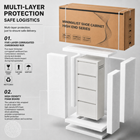 ASSOC Meuble à chaussures mural ultra-mince en acier à 3/4 niveaux, peu encombrant, organisateur de rangement pour salon et entrée, support OEM