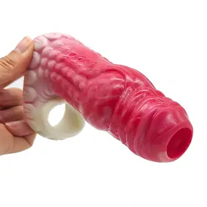 Fabriek Custom Dragon Cock Mouwen Kleurrijke Siliconen Dier Penis Mouw Voor Mannen